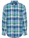 Linen shirt with checkered pattern