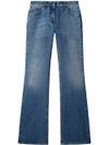 Flared cotton jeans with mid-rise waist