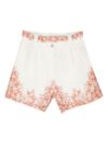 Linen shorts with floral print