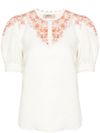 Linen blouse with floral print