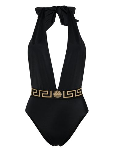 One-piece swimsuit with Greca details
