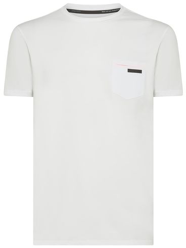 Stretch cotton T-shirt with pocket