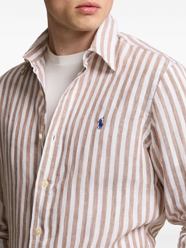 シャツ POLO RALPH LAUREN CAMICIA IN LINO CON LOGO Polo Ralph Lauren linen shirt with embroidered logo for boys
