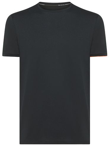 Cotton blend T-shirt with contrasting cuffs