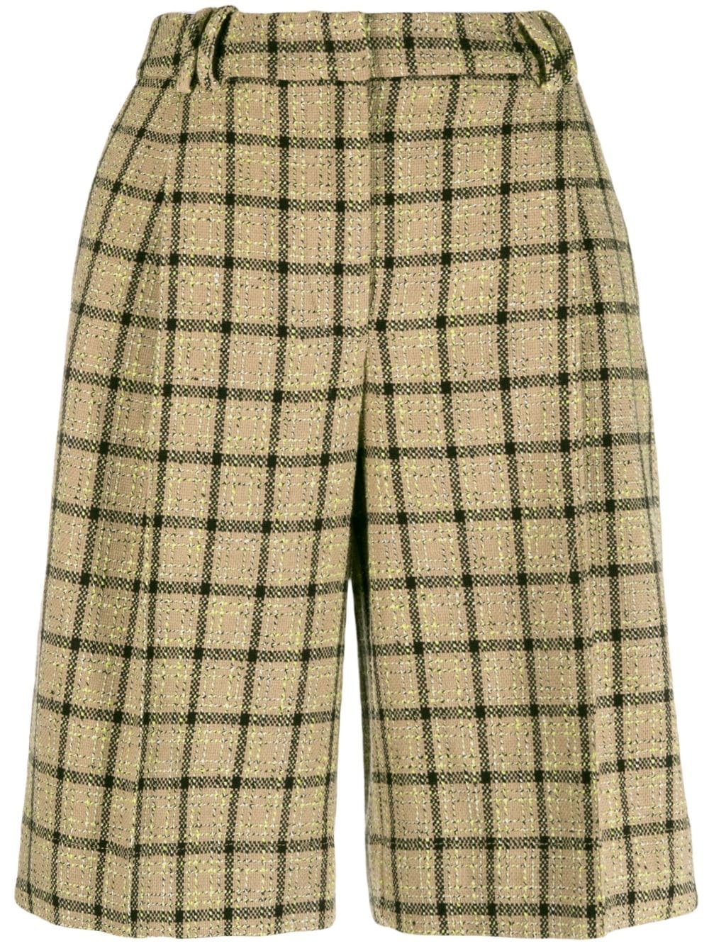 Cotton check-patterned shorts