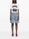 Cotton denim shorts with logo applications