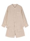 Linen outfit with shirt and shorts