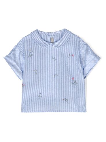 Cotton shirt with embroidered flower