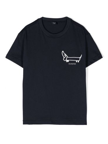 T-shirt in cotone con cane ricamato