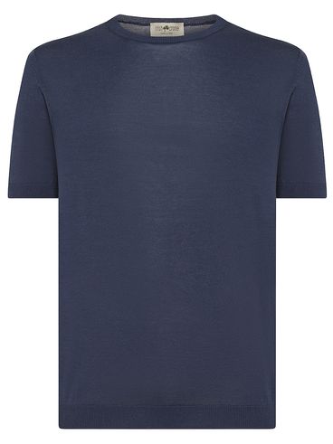 Fine cotton short-sleeve sweater