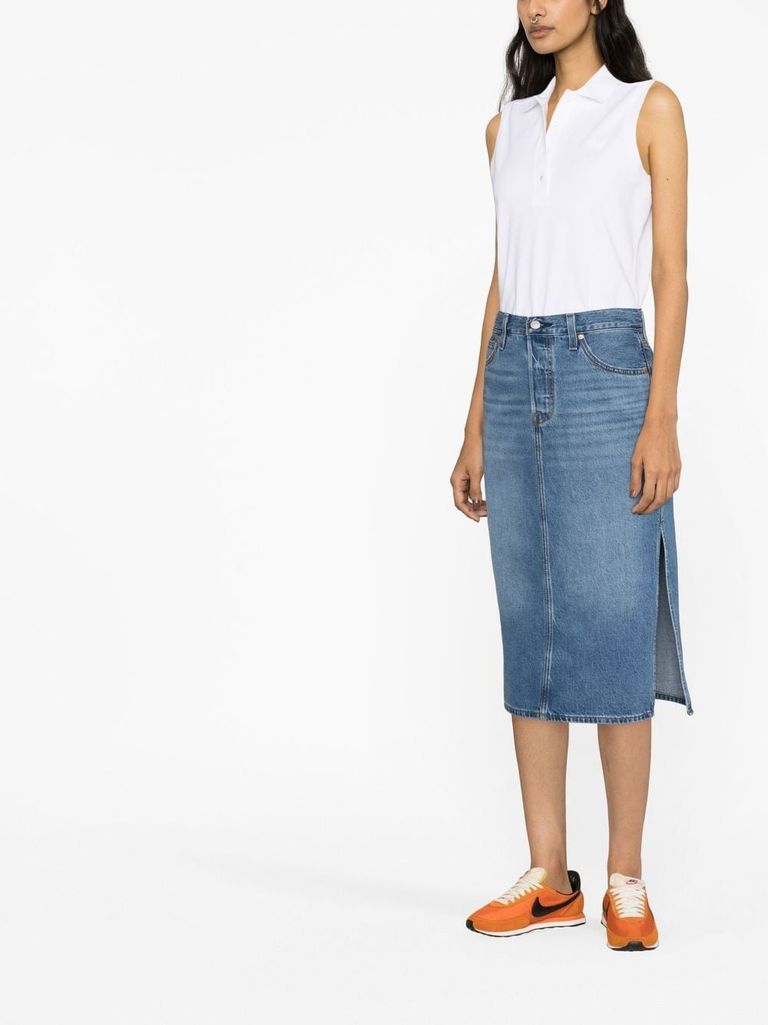 Artist Divided Midi Denim Skirt with Side Slit