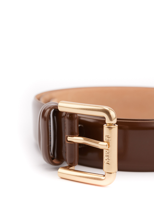 Glossy leather Rollerbuckle belt