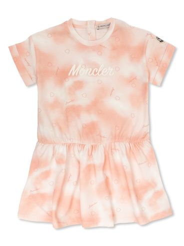 Short dress in stretch cotton with tie-dye print