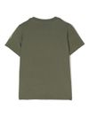 Stretch cotton T-shirt with applied logo