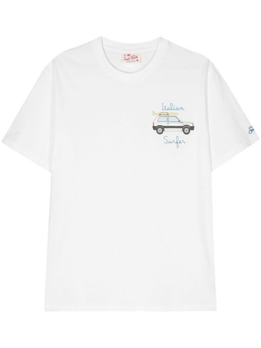 T-shirt in cotone con stampa macchina