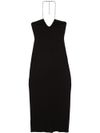 Recycled Viscose Midi Dress with American Neckline