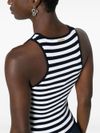 Sleeveless Viscose T-Shirt with Striped Print