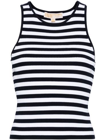 Sleeveless Viscose T-Shirt with Striped Print