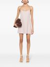 Short dress in viscose and linen with thin straps