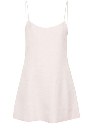 Short dress in viscose and linen with thin straps