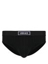 Stretch cotton briefs with logo for