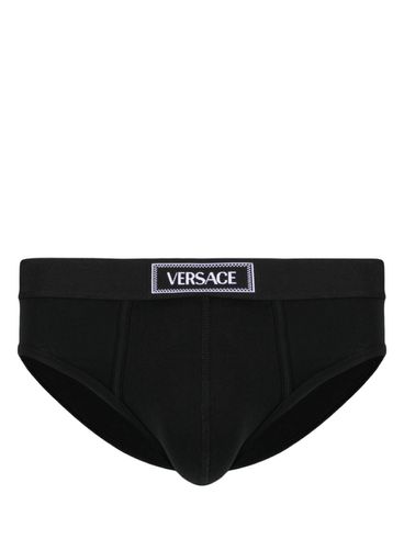 Stretch cotton briefs with logo for