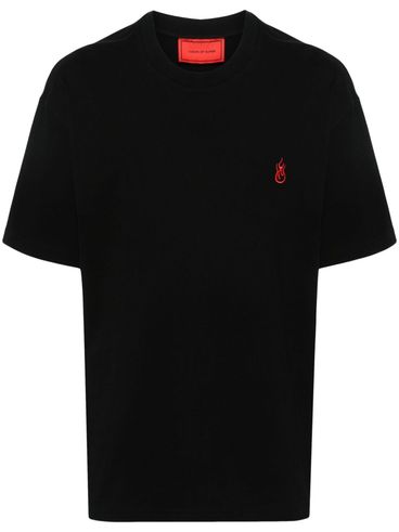 Cotton crewneck T-shirt with embroidered logo