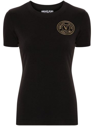 Stretch cotton T-shirt with front logo