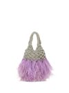 hibourama - Vannifique handbag in woven raffia with feathers