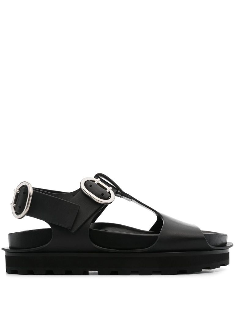 Leather Chunky Sandals with Buckle