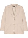 Single-breasted blazer in viscose and linen with shoulder pads