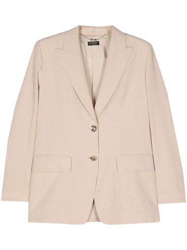 Single-breasted blazer in viscose and linen with shoulder pads