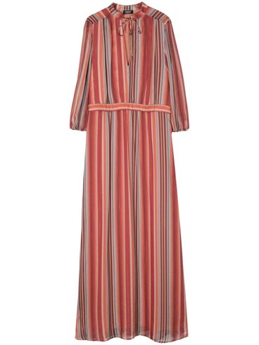 Long viscose dress with lurex detail stripes