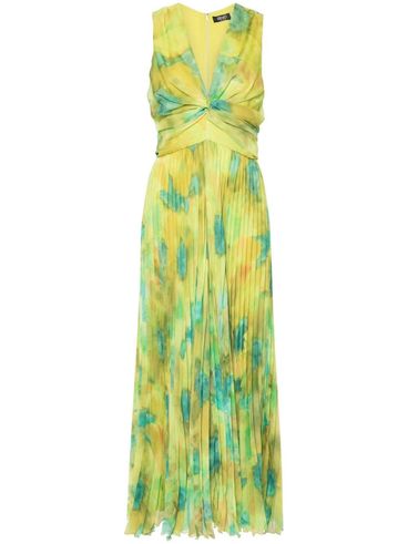Long jumpsuit with tie-dye pattern and ruches