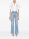 High-Waisted Straight Cotton Jeans with Lace