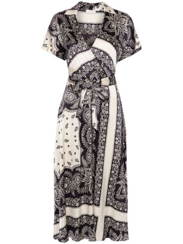 Midi Viscose Dress with Bandana Print