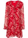 Short Viscose and Silk Dress with Floral Print