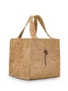 Woven Straw Shopping Bag with Palm Embroidery