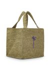 Woven Straw Shopping Bag with Palm Embroidery