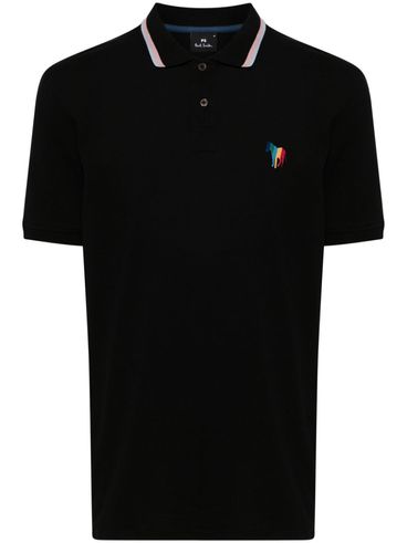 Stretch Cotton Polo Shirt with Embroidered Zebra Logo