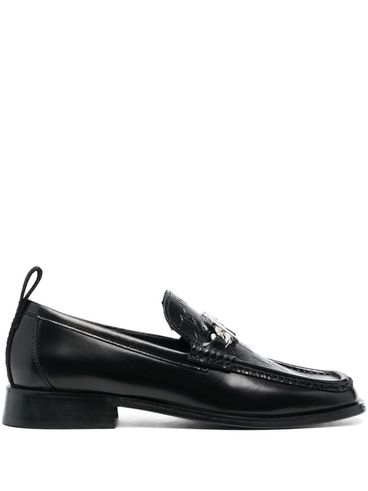 Leather loafers with logo plaque