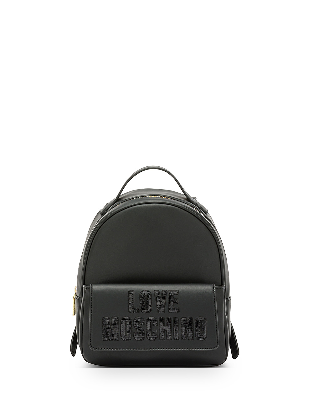 Synthetic leather backpack with sequined logo