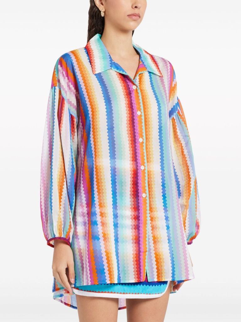 Viscose and silk shirt with zigzag pattern