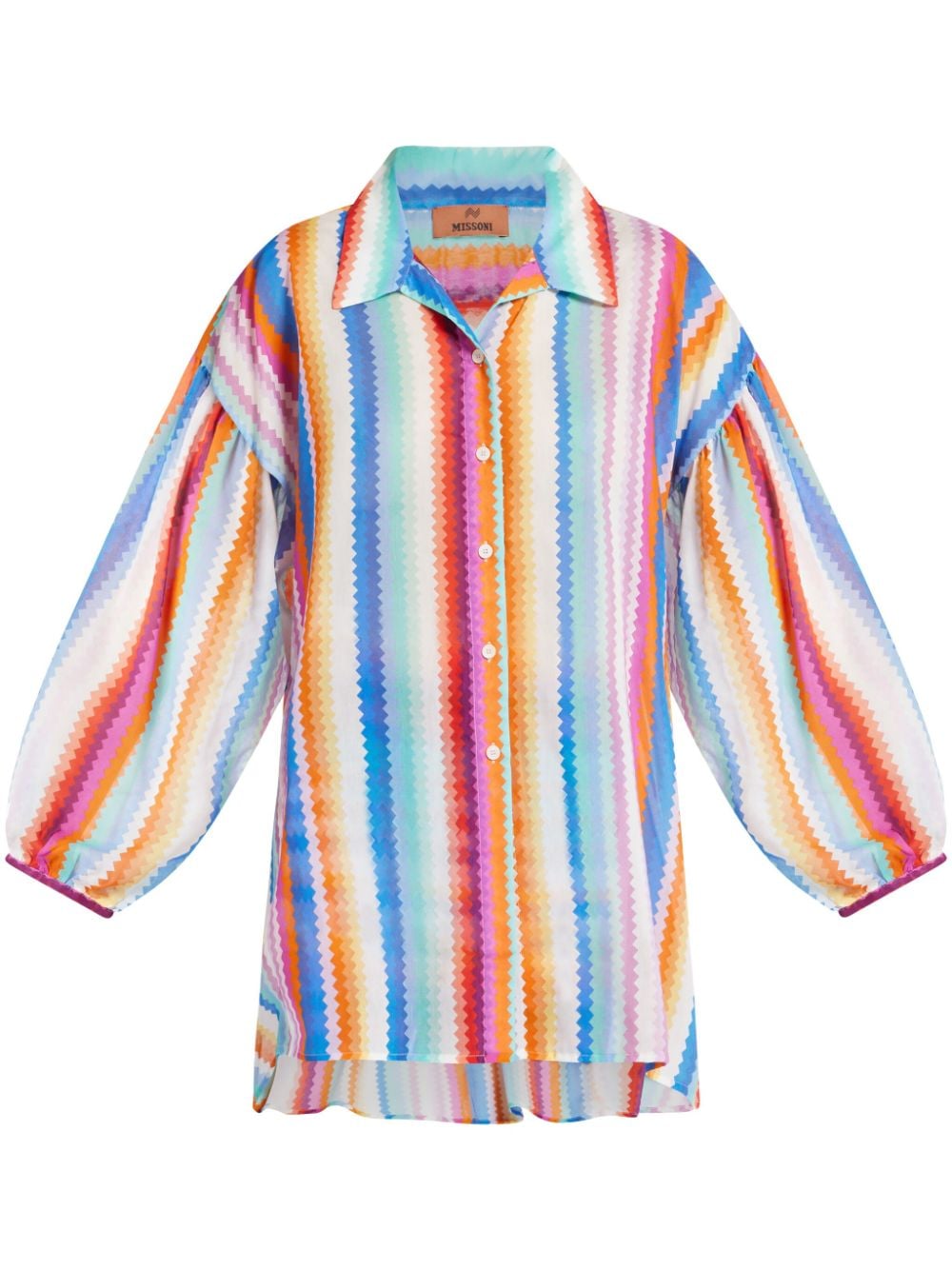 Viscose and silk shirt with zigzag pattern