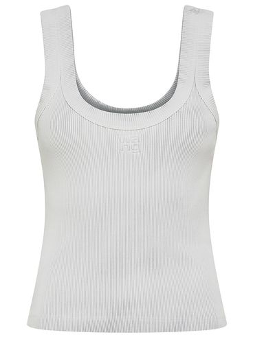Ribbed Stretch Cotton Tank Top with Logo