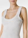 Ribbed Stretch Cotton Tank Top with Logo