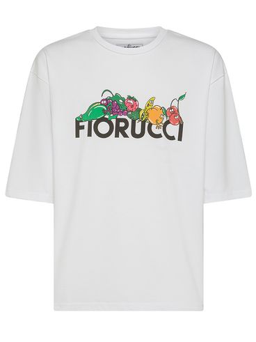 Cotton T-shirt with Fruit Print and Logo