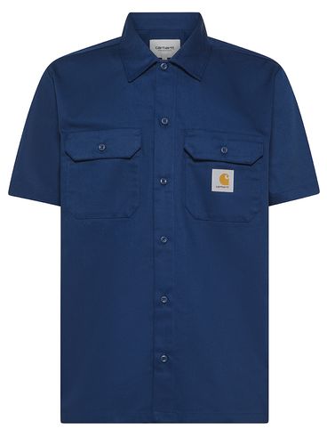 Short-sleeve cotton blend shirt