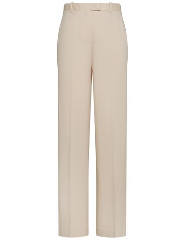 Wide-leg stretch cotton trousers