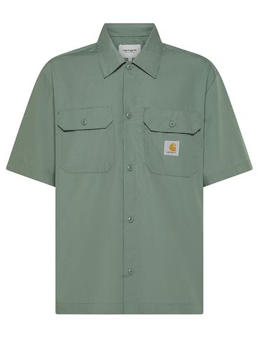 Short-sleeve cotton blend shirt